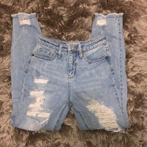 light-wash mom jeans